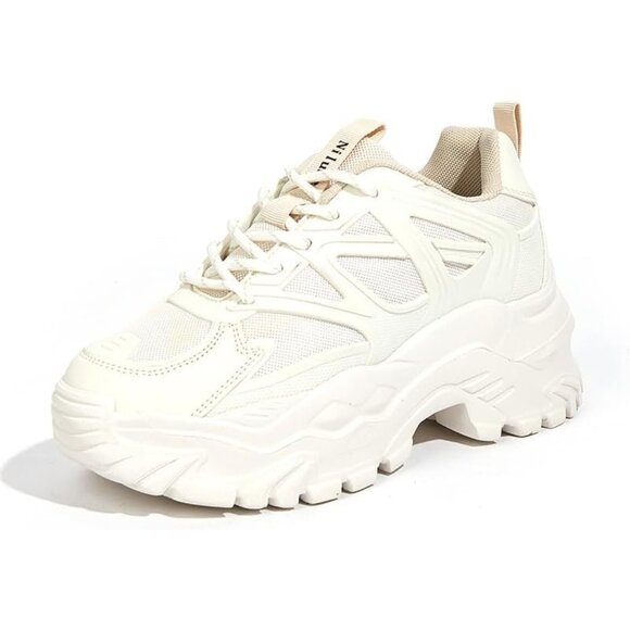 Shoes - ⚡Women's Beige Platform Sneakers Comfortable Casual Lace Up Fashion Tennis